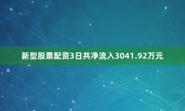 新型股票配资3日共净流入3041.92万元